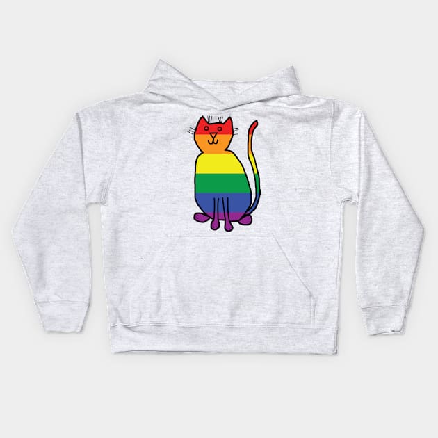 Pride Kitty Cat Kids Hoodie by ellenhenryart